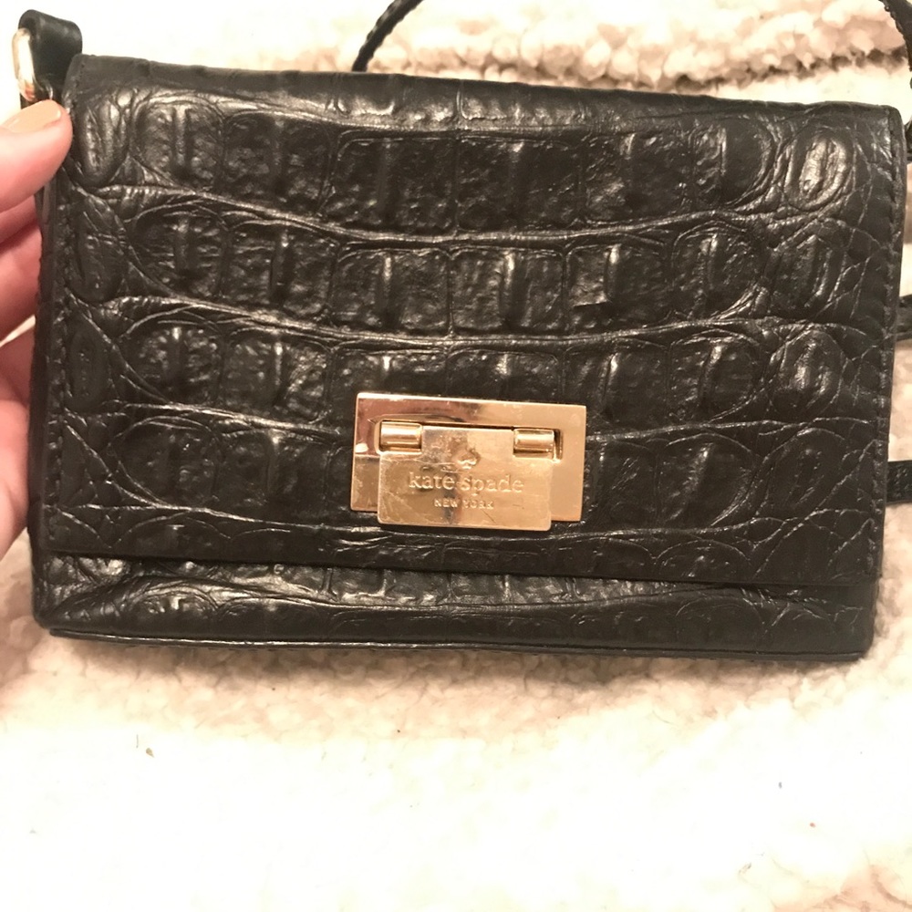 Black Kate Spade Shoulder Bag- Crocodile